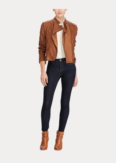 Jaqueta Ralph Lauren Couro Moto Mulher 84379-MJVK